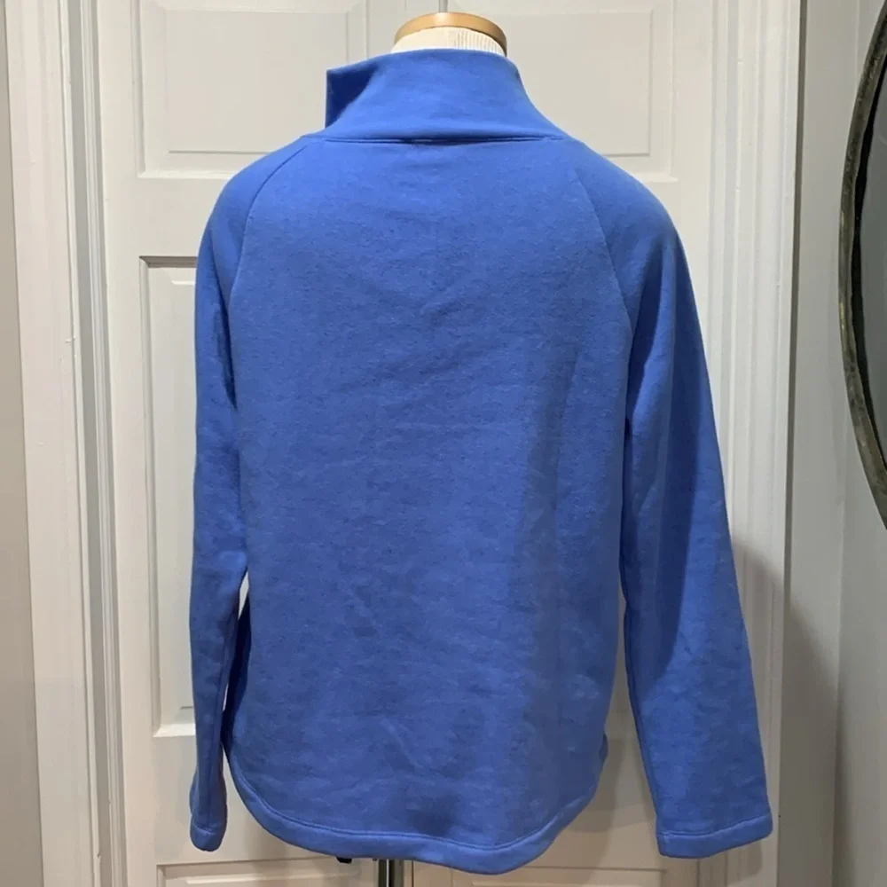 J Crew sz M blue button collar fleece pullover